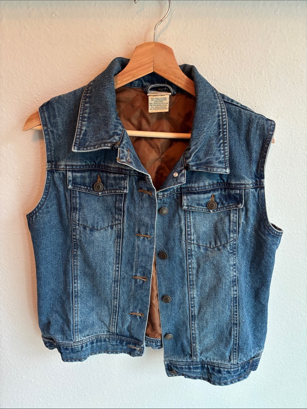 Vintage Lined Denim Vest St. John’s Bay Small